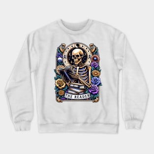 "The Reader" Skeleton Reading Tarot Card Crewneck Sweatshirt